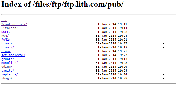 EDIT: Uploading a folder dump of. ftp://ftp.lith.com/pub/LithTech. 