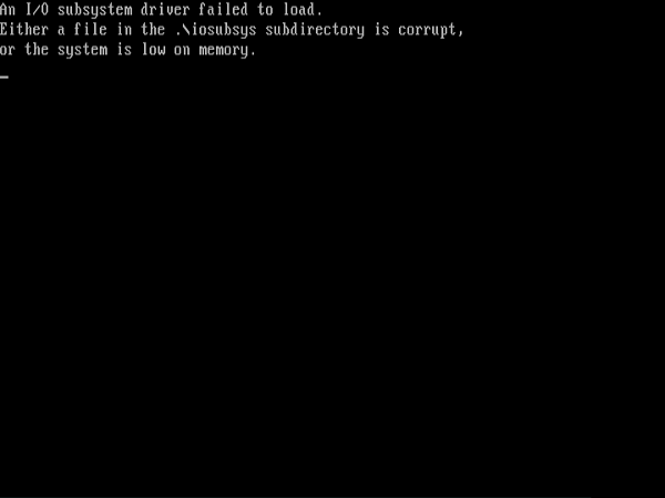 Windows 95 Boot Screen. Error loading operating