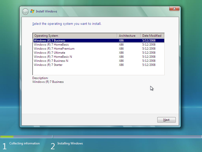 File:Windows 7 Build 6608 setup editions.png