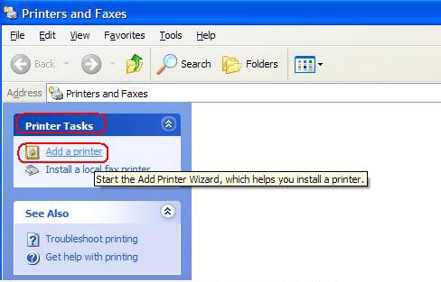 [GRAPHIC: "Printers and Faxes" window ]