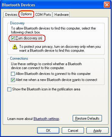 [GRAPHIC: Bluetooth Devices dialog box]