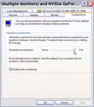 [GRAPHIC: Configure Hardware Acceleration to use the Full setting]
