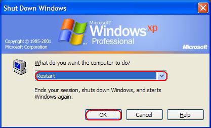 [GRAPHIC: Shut Down Windows dialog box]