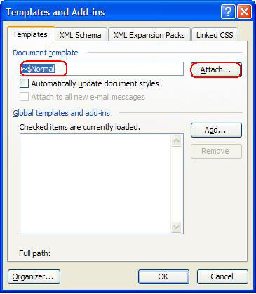 [GRAPHIC: "Templates and Add-ins" dialog box]