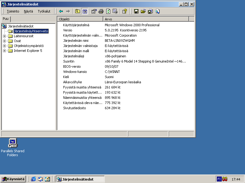 File:Windows 2000 Build 2195 Pro - Finnish Parallels Picture 23.png
