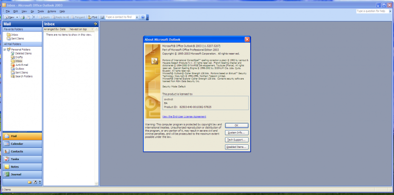 File:Microsoft Office 2003 build 5207 Outlook main screen.png